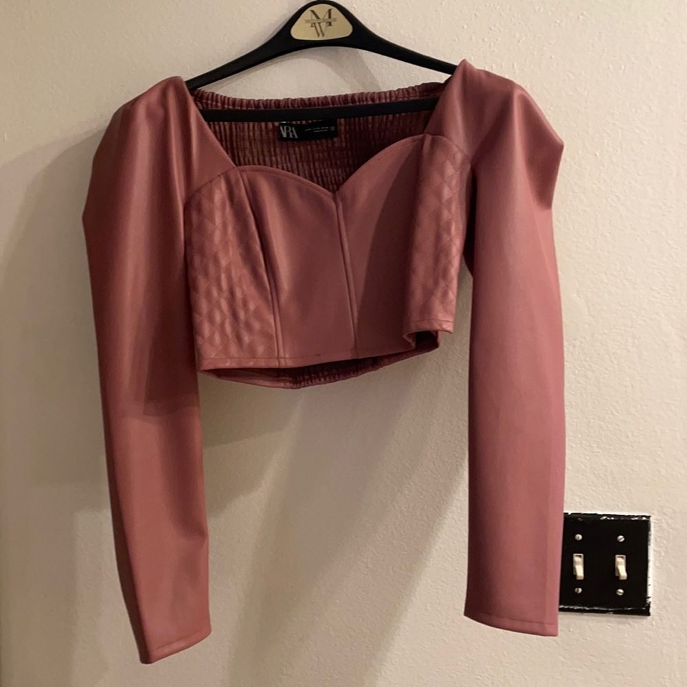 Zara leather crop top